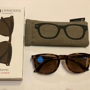 New in Box Peepers Simply Sun Reading Sunglasses Tortoise +1.50 with case